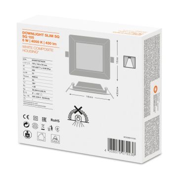 Ledvance LED downlighter 6W 430lm koel wit 4000K zaagmaat Ø105mm 118x118mm - wit (4058075079236)