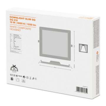 Ledvance LED downlighter 18W 1.530lm koel wit 4000K zaagmaat Ø210mm 225x225mm -  wit (4058075079359)