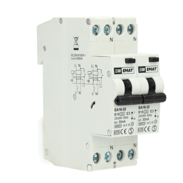 EMAT fornuisgroep differentieelautomaat 2-polig+2 nul 16A B-kar 30mA (85003002)