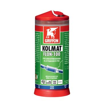 GRIFFON Kolmat Flon-100 P.T.F.E. afdichtingskoord schroefdraad Gastec - dispenser 175 meter (6302204)