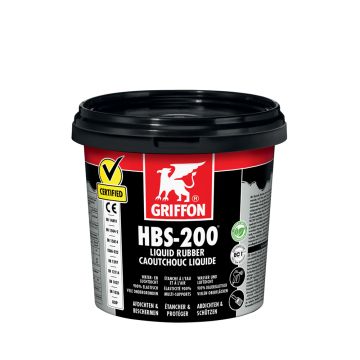 GRIFFON HBS-200 Liquid Rubber water en luchtafdichtende beschermende coating - pot 1 liter - zwart (6308866)