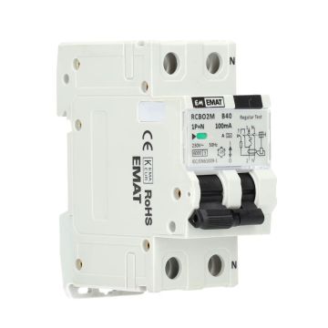 EMAT differentieelautomaat 1-polig+nul 40A B-kar 100mA  2 modules (85006054)