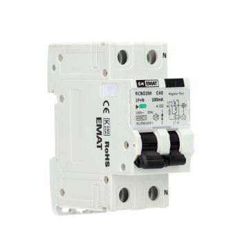 EMAT differentieelautomaat 1-polig+nul 40A C-kar 100mA  2 modules (85006055)