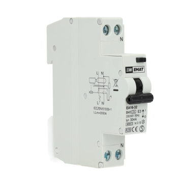 EMAT differentieelautomaat 1-polig+nul 40A B-kar 30mA (85006061)