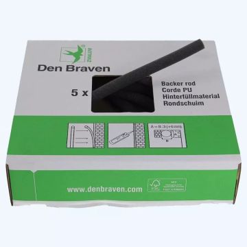 Den Braven Zwaluw PU open cel rugvulling rugschuim rond 15 mm - doos 5 meter - grijs (203906)