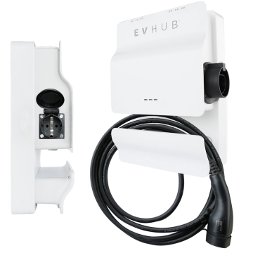 EVHUB laadpaal 22kW type 2 vaste kabel 12 meter - wit (LP-7QQQ59NM6B)