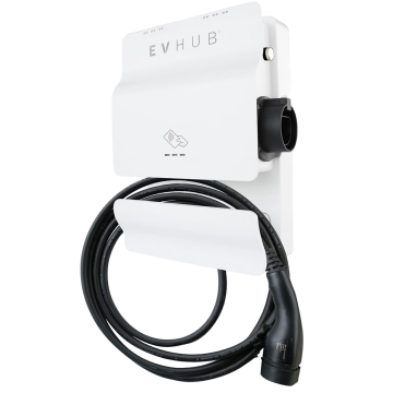 EVHUB laadpaal 11kW type 2 vaste kabel met pasjessysteem 12 meter - wit (LP-6JQZ3US9PH)