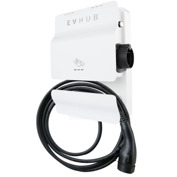 EVHUB laadpaal 22kW type 2 vaste kabel met pasjessysteem 3 meter - wit (LP-8O3JMZU3C6)
