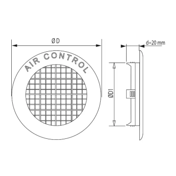 AIR CONTROL ventilatierozet inbouw 70mm kunststof 32cm2 - wit (20201090)