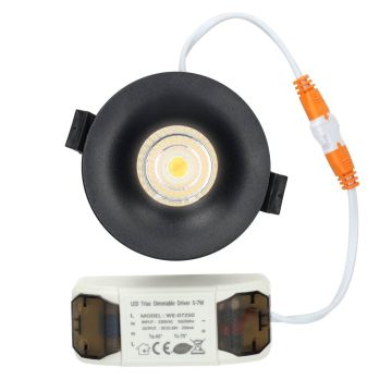 LED Republic waterdichte verdiepte inbouwspot rond zwart 5W 450lm 2000K-3000K DTW incl. driver IP65 zaagmaat Ø75mm - diameter 85mm