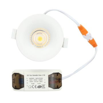 LED Republic waterdichte verdiepte inbouwspot rond wit 6W 450lm 2000-3000K DTW incl. driver IP65 zaagmaat Ø75mm - diameter 85mm