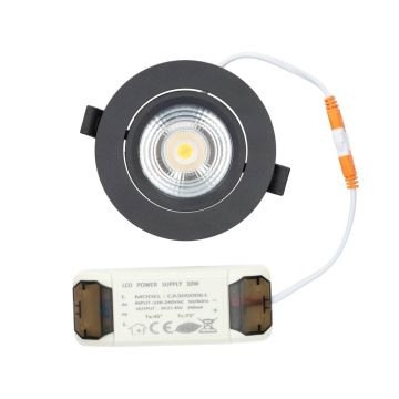 LED Republic waterdichte inbouwspot rond zwart 10W 1.000lm 2000K-3000K DTW incl. driver IP65 zaagmaat Ø90mm - diameter 104mm