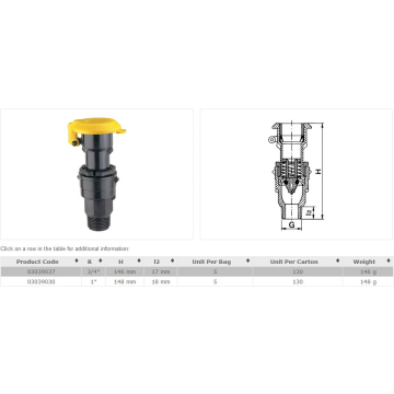 Plasson PP snelkoppelventiel 3/4" buitendraad t.b.v. insteekbuis insteeksleutel tyleen (03039037)