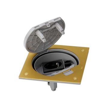 Simon K45 waterdichte vloerdoos met 1 x stopcontact en RJ45 CAT6 aansluiting - Messing IP66 (KSE26U/23/71)