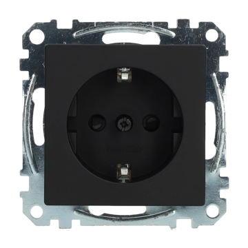 Merten systeem M Ocean plastic stopcontact met randaarde en kinderbeveiliging - matzwart (MEG2300-0403)