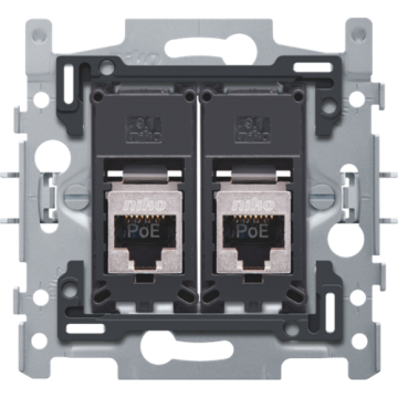 Niko sokkel STP contactdoos 2-voudig Cat6A vlakke uitvoering voor schroefbevestiging (170-66179)