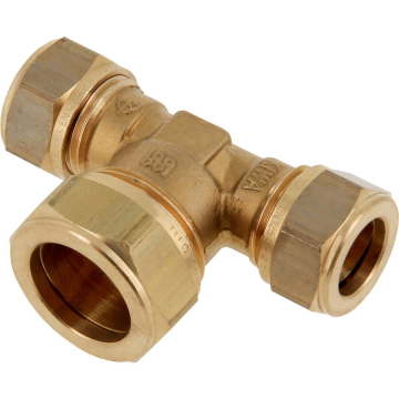 Bonfix t-koppeling verloop messing knelfitting 22mm x 15mm x 22mm (82505)