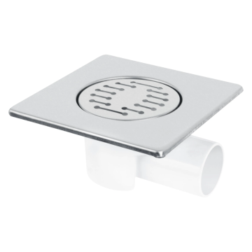 Differnz doucheput kunststof met zijuitlaat 72.5x150x150mm - mat chroom (33.010.78)