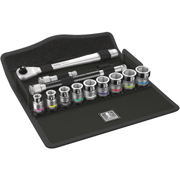 Wera dopsleutelset metrisch 8100 SB HF 1 zyklop metalen-ratelset 3/8" met vasthoudfunctie - 13‑delig (05003785001)