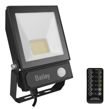 Bailey LED schijnwerper met sensor 50W met afstandsbediening 5.500lm daglicht 6500K IP65 - zwart (142978)