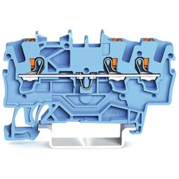 Wago rijgklem 3-draads 1.5mm met drukknop blauw per 100 stuks (2201-1304)