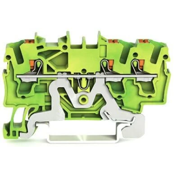 Wago aardklem 3-draads 2.5mm met drukknop groen-geel (2202-1307)