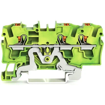 Wago aardklem 3-draads 4mm met drukknop groen-geel per 100 stuks (2204-1307)