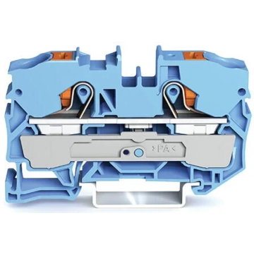 Wago rijgklem 2-draads 10mm met drukknop blauw per stuk (2210-1204)