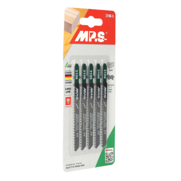 MPS decoupeer zaagblad CrV hout grof Classic Wood Line lengte 100mm TPI 8 - blister van 5 stuks (3106-5)