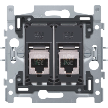 Niko sokkel STP contactdoos 2-voudig Cat5E vlakke uitvoering voor schroefbevestiging (170-66156)