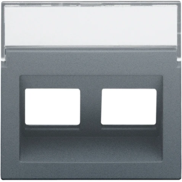 Niko centraalplaat data 2x RJ45 schuine uitgang blue grey coated (220-65400)