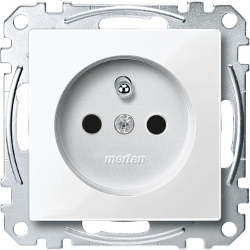 Merten by Schneider Electric stopcontact met penaarde en kinderbeveiliging - Systeem-M polarwit (MEG2600-0319)