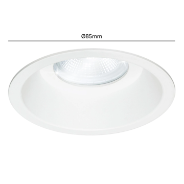 Yphix inbouwspot rond vast wit GU10 zaagmaat Ø75mm - diameter 85mm IP54 (50184425)