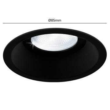 Yphix inbouwspot rond vast zwart GU10 zaagmaat Ø75mm - diameter 85mm IP54 (50184426)