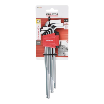 Kreator inbussleutel stifsleutelset lang met kogelkop 9-delig (KRTH21802)