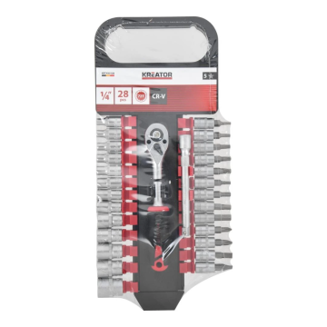 Kreator dopsleutelset 1/4" met houder 28-delig (KRTH30108)