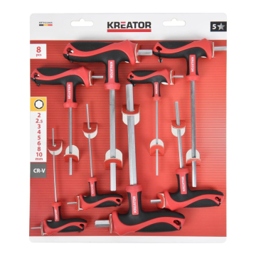 Kreator metrische inbussleutelset T-greep 8-delig (KRTH22005)