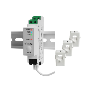 Shelly Pro 3EM-120A - energiemeter 3-fase met 3x CT klem 120A DIN-rail (SPEM-003CEBEU120)