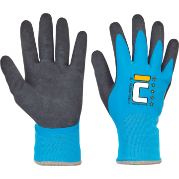 Cerva Tetrax Winter waterdichte gevoerde nylon handschoen met dubbele latex coating - maat 9 per 12 stuks (108017443090)