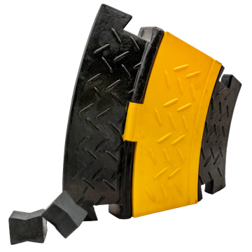 EMhub kabeldrempel bocht 30° met scharnierbaar deksel 2 kanalen met verbindingsblokjes