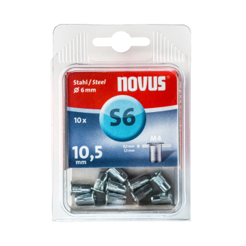Novus blindklinkmoer M4 Ø1.5x10.5mm Staal per10 stuks (045-0044)