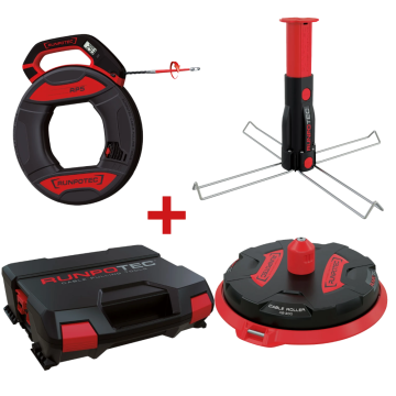 Runpotec Kabeltrekset 30m met lengtemeter + XB300 met centreerdoorn in koffer (10224)