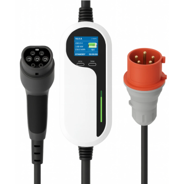 Loady mobiele laadpaal 22kW CEE 32A 3-fase naar type 2 kabel 5 meter (CX-PC-CEE-T2-3P-32A-5M)