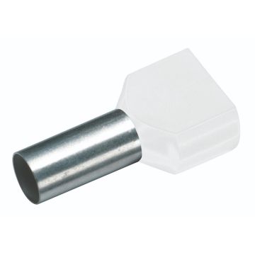 Cimco twin adereindhuls geïsoleerd 2x0,5mm² hulslengte 8mm wit T/FR - 100 stuks (187717)