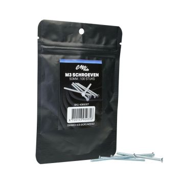 EMhub M3 schroef platkop verzinkt DIN963-4.8 M3x50 per 100 stuks (4085007)