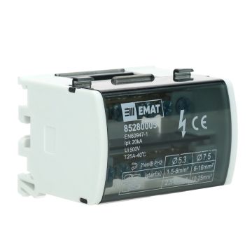 EMAT aansluitblok 2-polig 7 aansluitingen 125A DIN-rail (85280005)