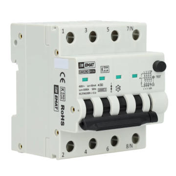 EMAT differentieelautomaat 4-polig 16A B-curve 30mA (85006500)