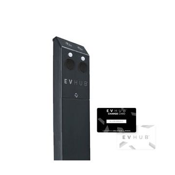 EVHUB dubbele laadzuil 22kW type 2 socket met pasjessysteem - zwart (EVHUB201802PAS32A)