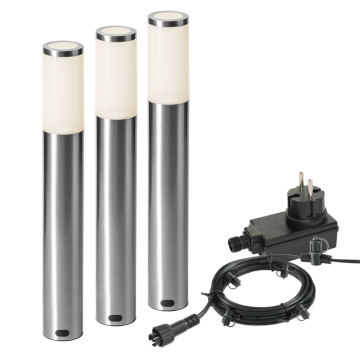 Garden Lights Lunia staande buitenlamp 1W 3000-6000K 440mm IP44 - RVS set van 3 stuks (4138603)