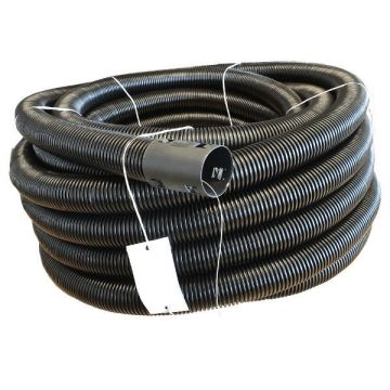 Frankische kabuflex wachtbuis met trekdraad en koppelstuk 50mm - zwart rol 50 meter (19130050)